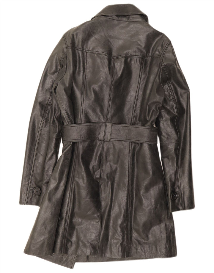Oakwood Damen Trench-Ledermantel UK 14 Mittelschwarz