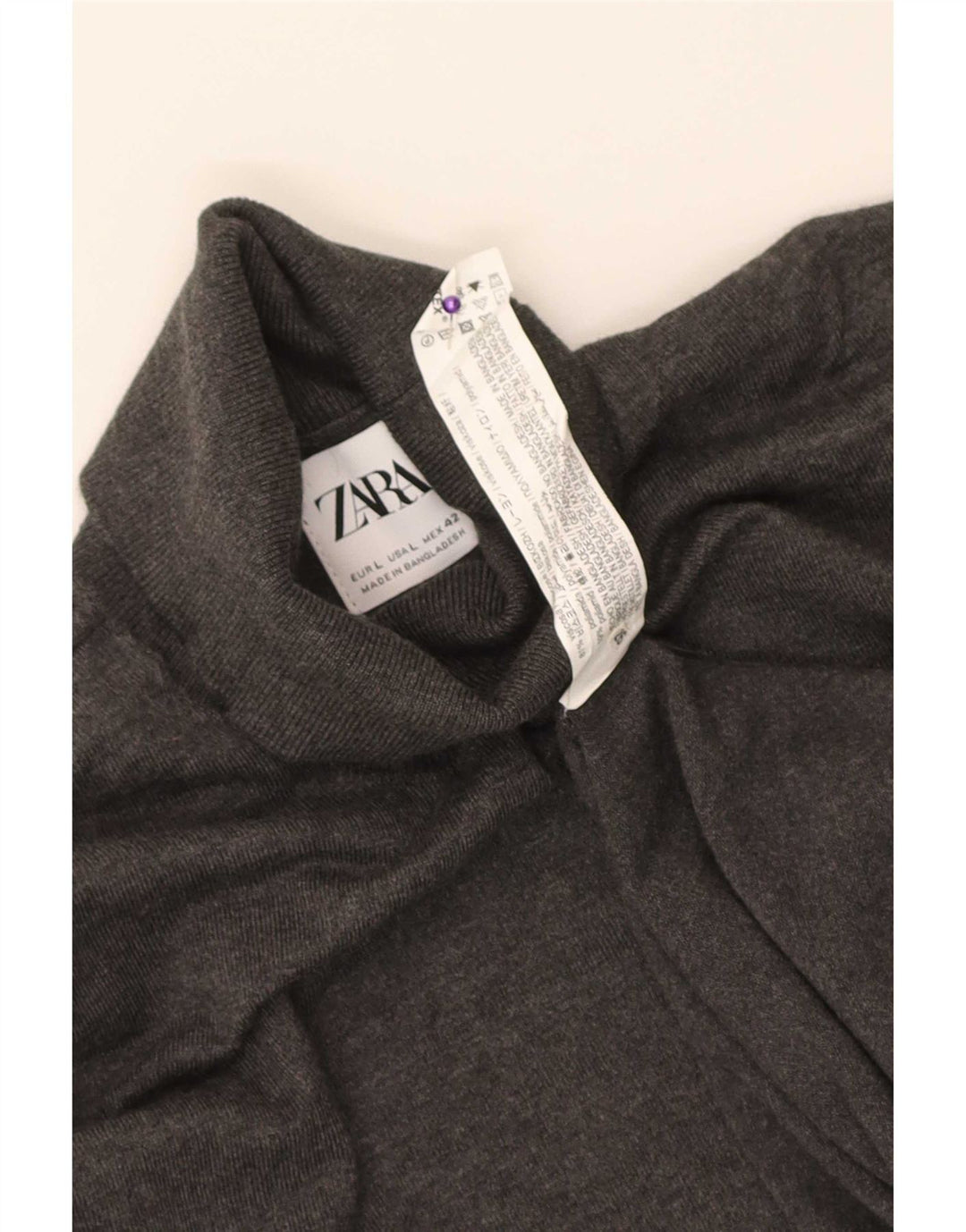 Rollkragenpullover für Herren von Zara, groß, grau gefleckte Viskose