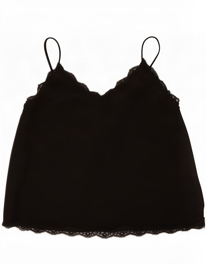 Zara Damen Crop Cami Top UK 16 Large Schwarz Polyester