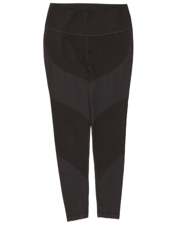 Puma Damen Graphic Leggings UK 14 Large Schwarz gestreift