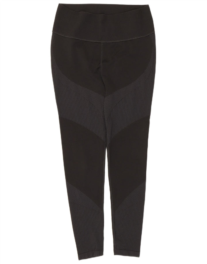 Puma Damen Graphic Leggings UK 14 Large Schwarz gestreift