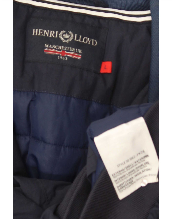 Henri Lloyd Herren-Bomberjacke mit Grafik, UK 40, großes marineblaues Nylon