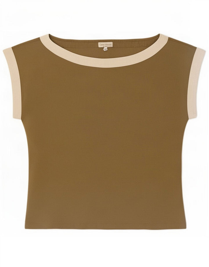 Gianni Versace Damen Blusenoberteil IT 44 Medium Khaki Colourblock Baumwolle