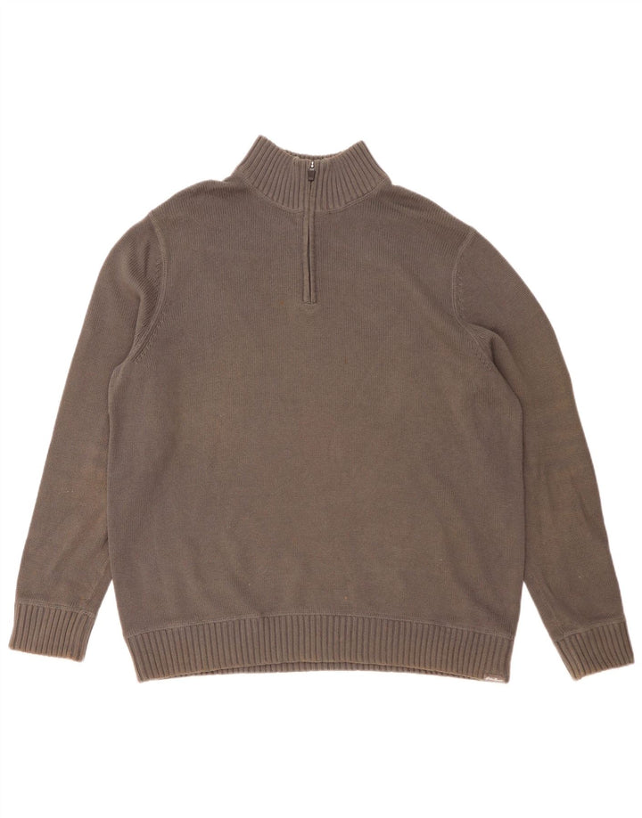 EDDIE BAUER Herren-Pullover mit Reißverschluss, XL, graue Baumwolle