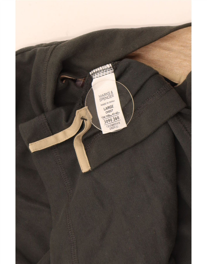 Marks & Spencer Herren Blue Harbor Zip Neck Top Langarm Large Grün