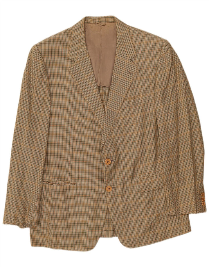 Burberrys Herren-Blazer mit 2 Knöpfen, IT 52, große beige karierte Baumwolle