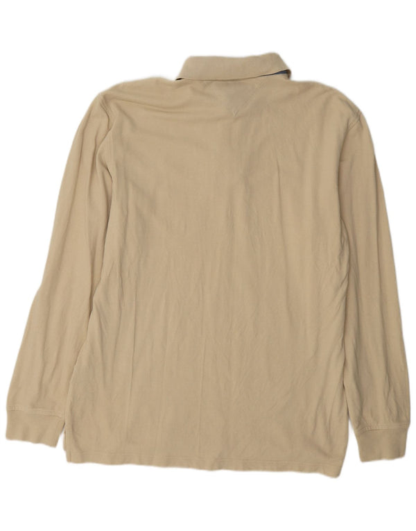 Tommy Hilfiger Herren-Langarm-Poloshirt, groß, beige, Baumwolle