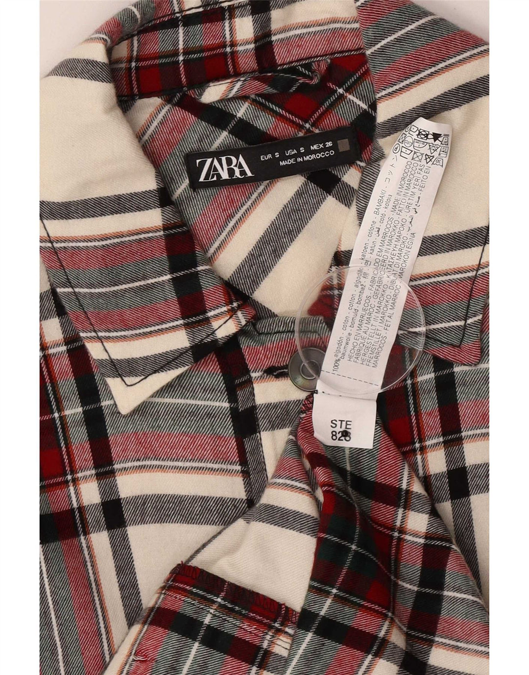 Übergroße Utility-Jacke von Zara für Damen, UK 10, klein, mehrfarbig, kariert