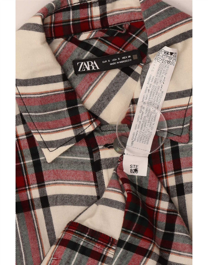 Übergroße Utility-Jacke von Zara für Damen, UK 10, klein, mehrfarbig, kariert