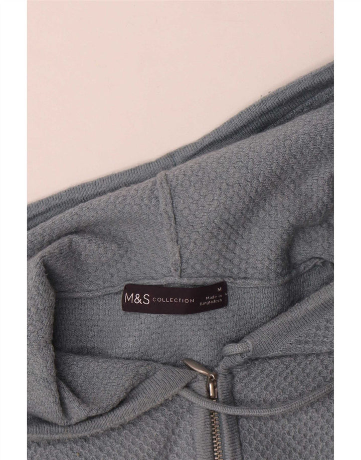 Marks & Spencer Herren-Cardigan mit Kapuze, mittelblaue Viskose