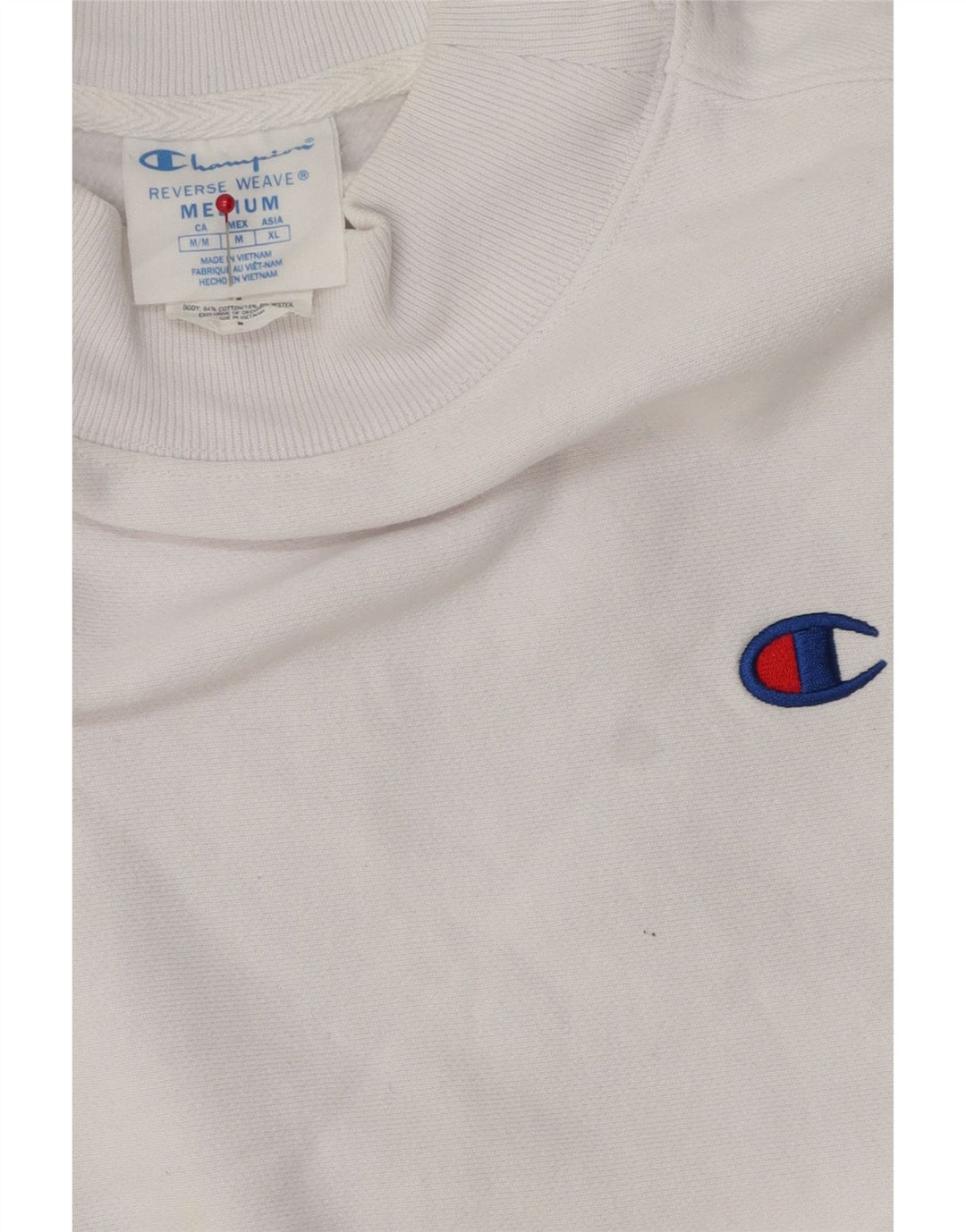 Champion Damen Crop Sweatshirt Pullover UK 14 Mittelweiße Baumwolle