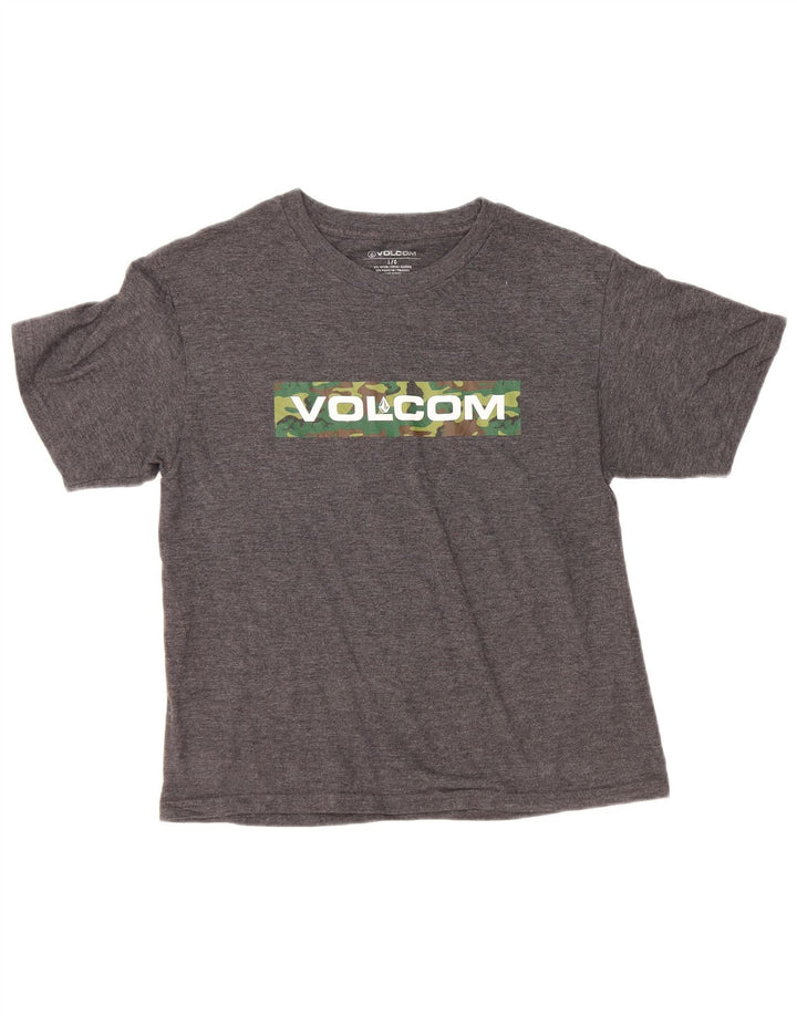Volcom Womens Graphic T-Shirt Top UK 14 Large Graue Baumwolle