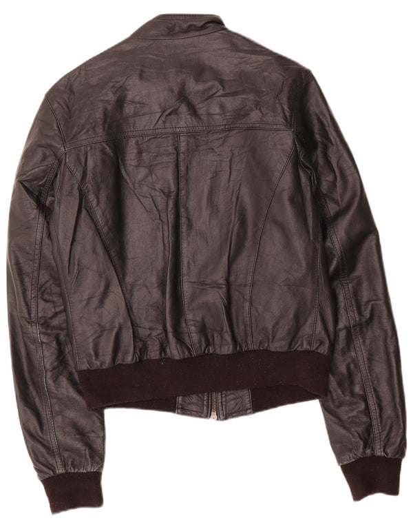 Vintage Damen Lederjacke UK 12 Medium Schwarz