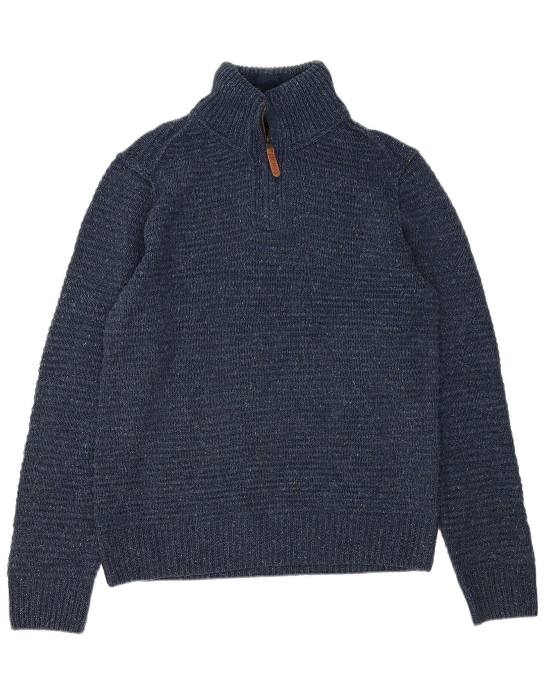 Fat Face Herren-Pullover mit Reißverschluss am Hals, mittelblaues Acryl
