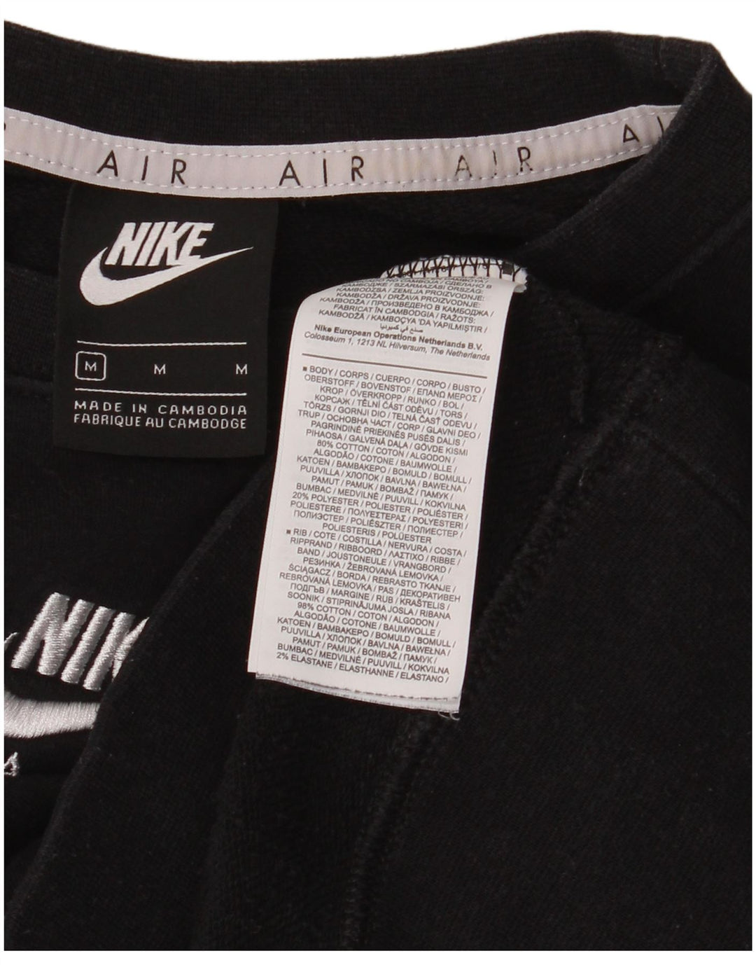 Nike Womens Graphic Crop Sweatshirt Pullover UK 12 Mittelschwarze Baumwolle