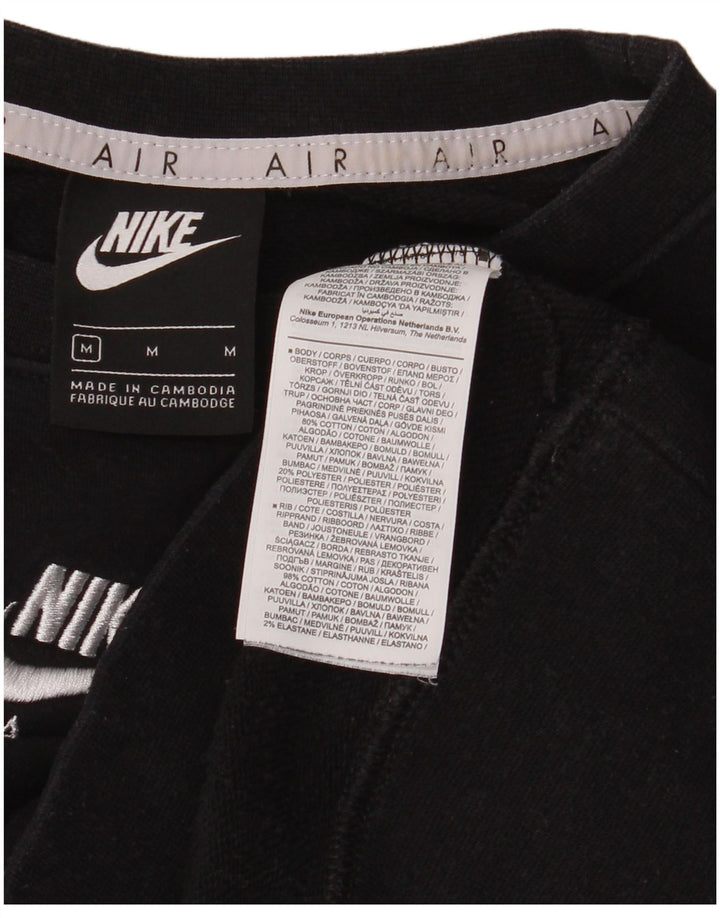 Nike Womens Graphic Crop Sweatshirt Pullover UK 12 Mittelschwarze Baumwolle