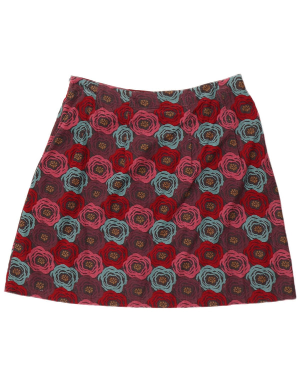 Seasalt Damen Cordrock UK 14 Large W34 Burgundy Floral Cotton