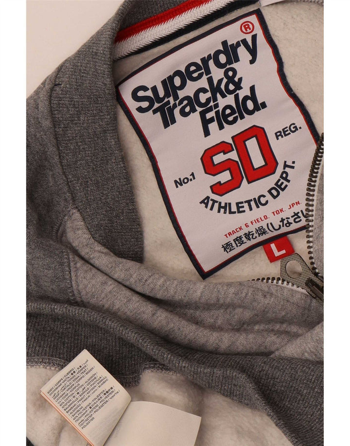 Superdry Herren-Trainingsanzug mit grafischem Oberteil, große graue Farbblock-Baumwolle