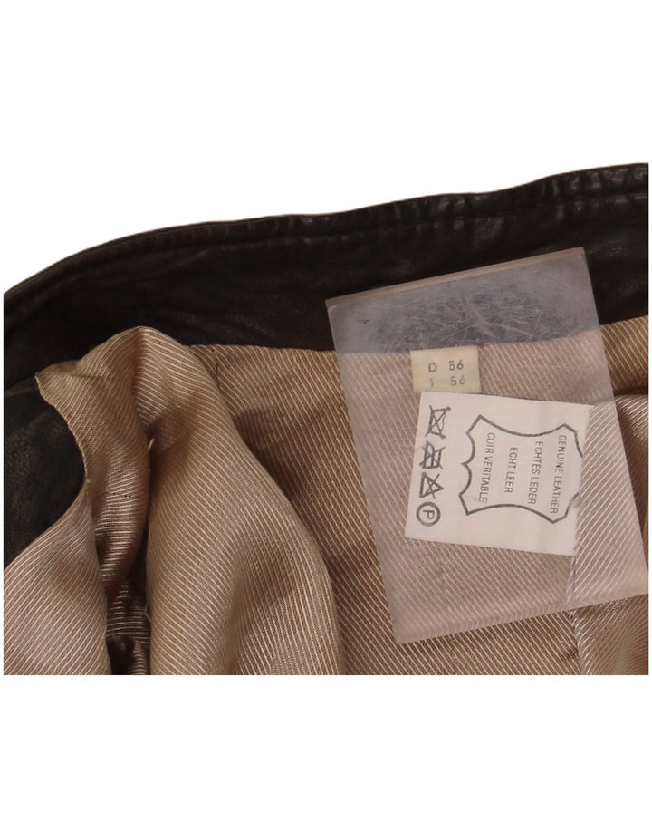 VINTAGE Herren Lederjacke IT 56 3XL Khaki Leder