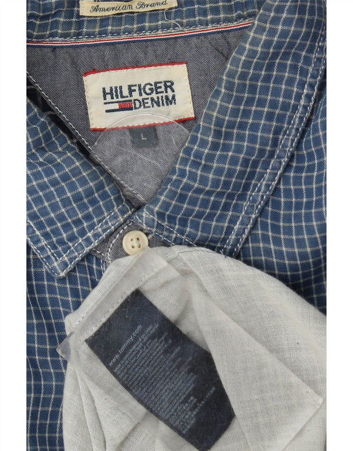 Tommy Hilfiger Herrenhemd, groß, blau kariert, Baumwolle