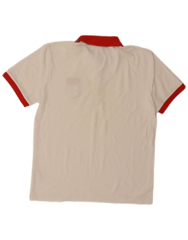 Hugo Boss Herren-Poloshirt, groß, weiße Colourblock-Baumwolle