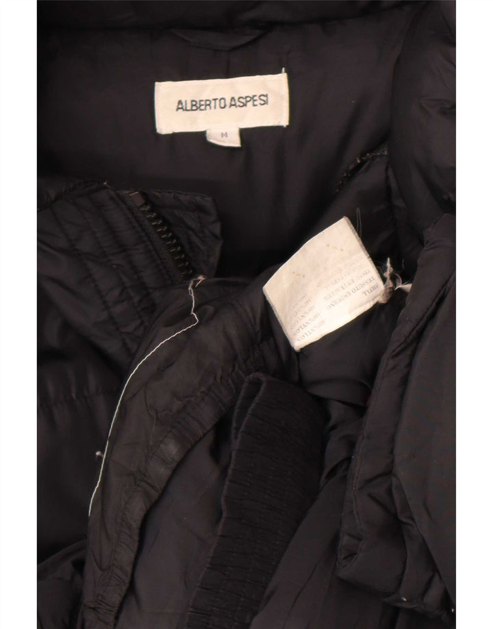 Alberto Aspesi Herren-Jacke mit Kapuze, gepolstert, UK 38, Medium, schwarzes Nylon