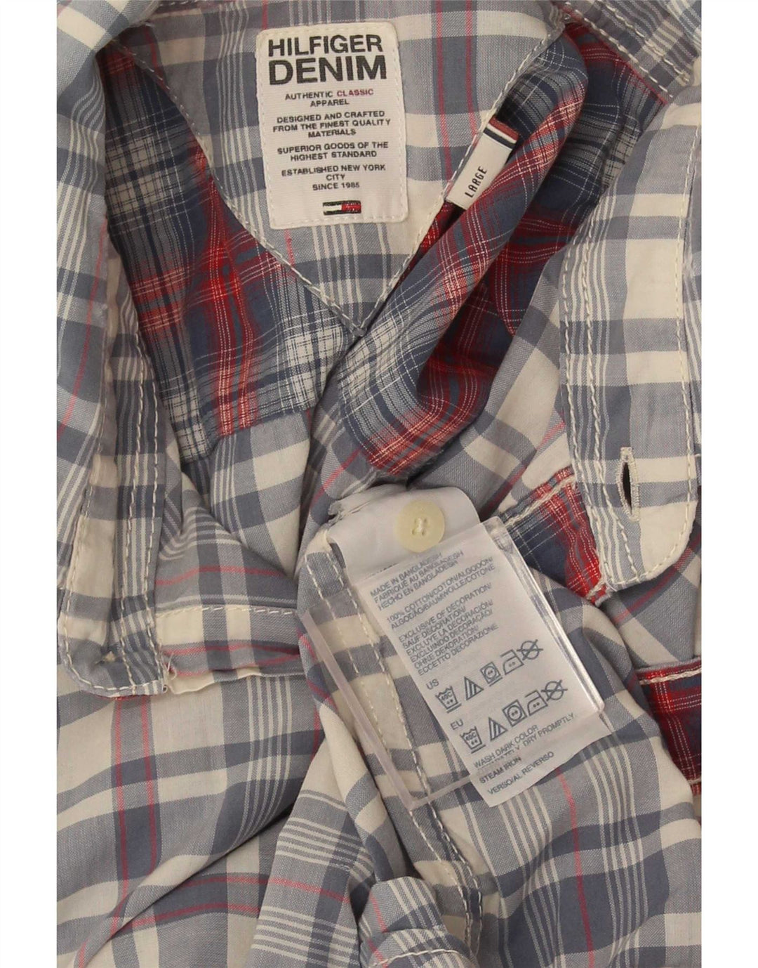 Tommy Hilfiger Herrenhemd, groß, blau kariert, Baumwolle