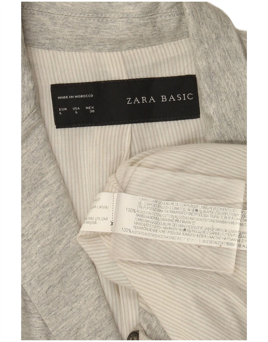 Zara Damen 1-Knopf-Blazer-Jacke, UK 14, große grau gefleckte Baumwolle