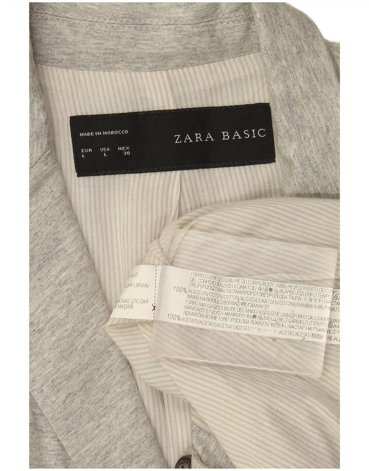 Zara Damen 1-Knopf-Blazer-Jacke, UK 14, große grau gefleckte Baumwolle