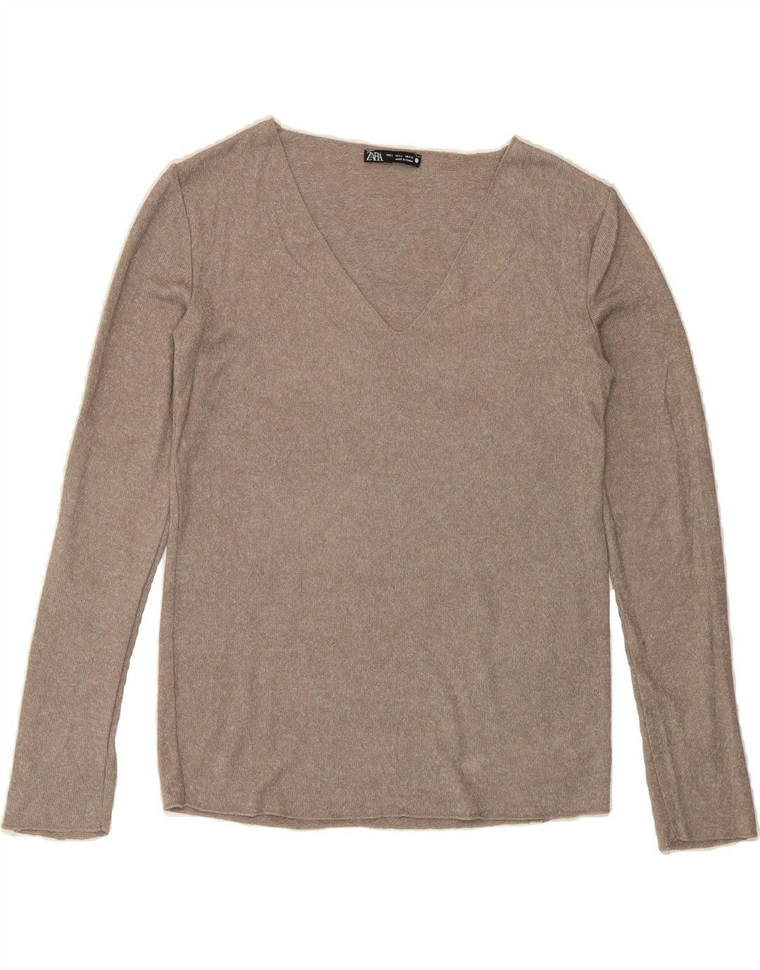 ZARA Womens V-Neck Jumper Sweater UK 10 Small Brown Vintage Zara and Second-Hand Zara from Messina Hembry 
