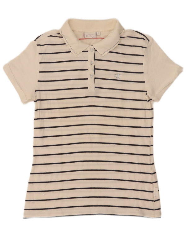 Champion Heritage Fit Poloshirt für Mädchen, 13–14 Jahre, XL, weiß gestreift