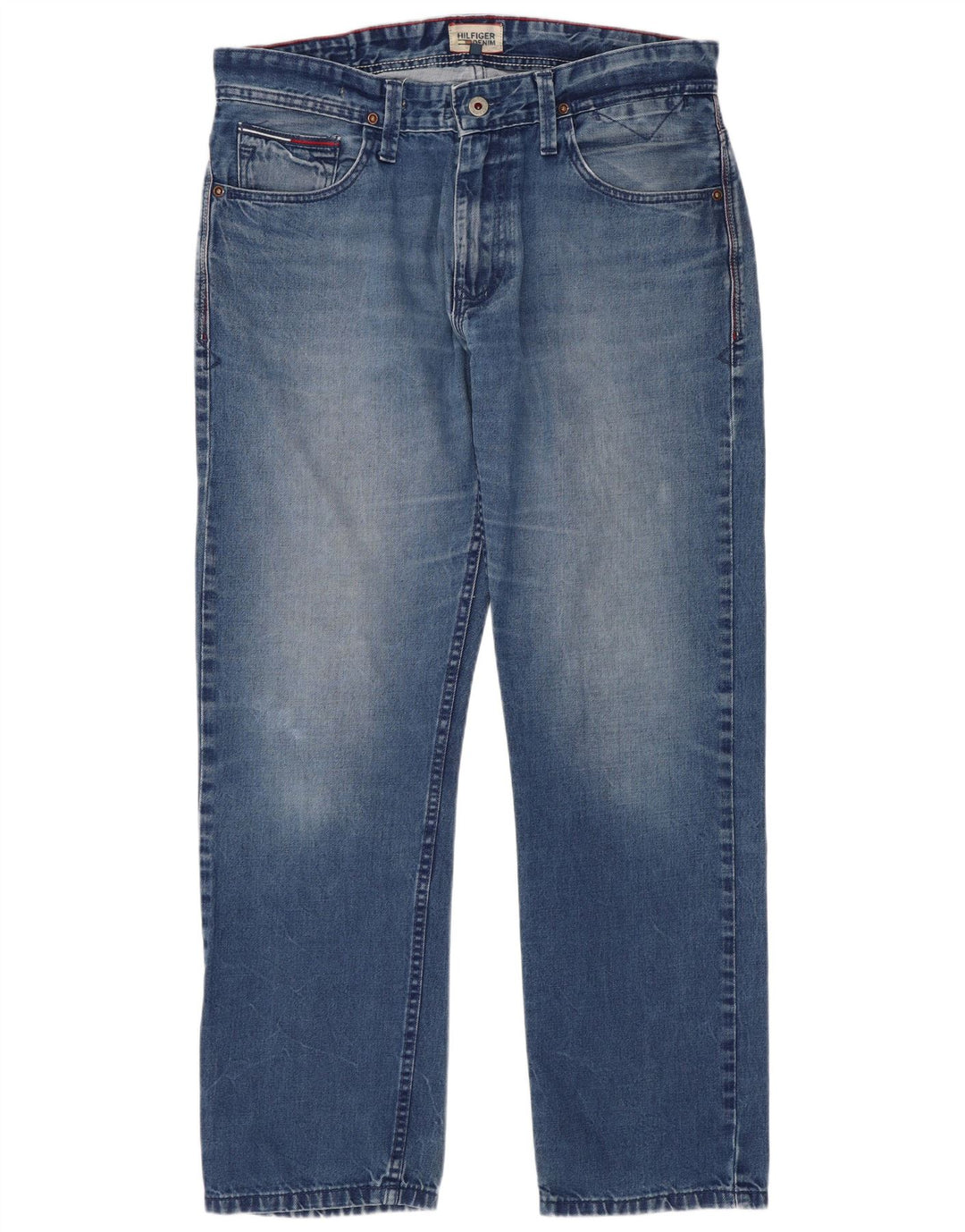 Tommy Hilfiger Herren Straight Jeans W32 L30 Blaue Baumwolle
