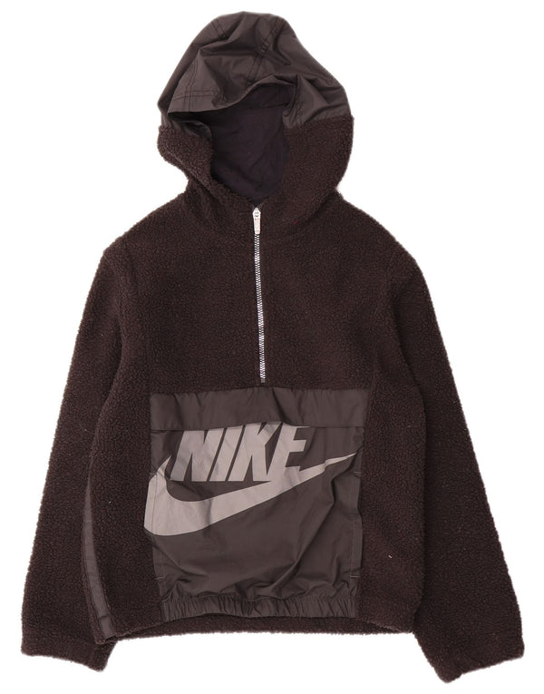 Nike Jungen-Fleecepullover mit grafischem Reißverschluss und Kragen, 10–11 Jahre, mittelschwarzes Polyester