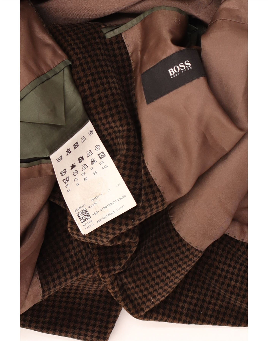 Hugo Boss Herren-Blazer mit 2 Knöpfen, EU 50, große braune Hahnentritt-Viskose