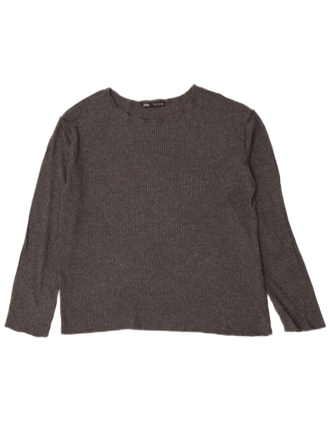 Zara Damen Top Langarm UK 10 Small Grau