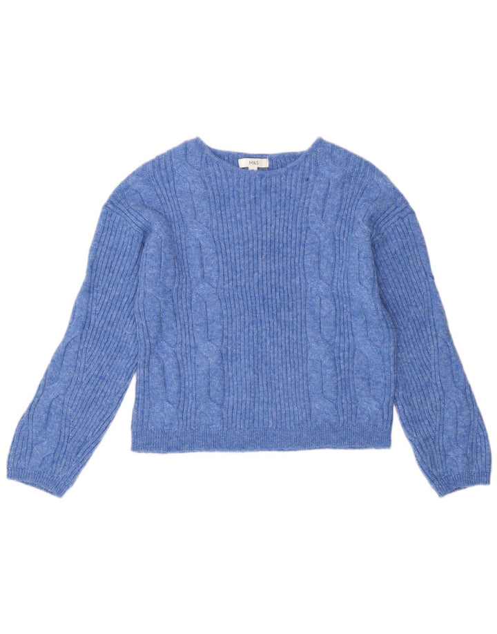 Marks & Spencer Damen-Pullover mit U-Boot-Ausschnitt, Gr. 14, Mittelblau