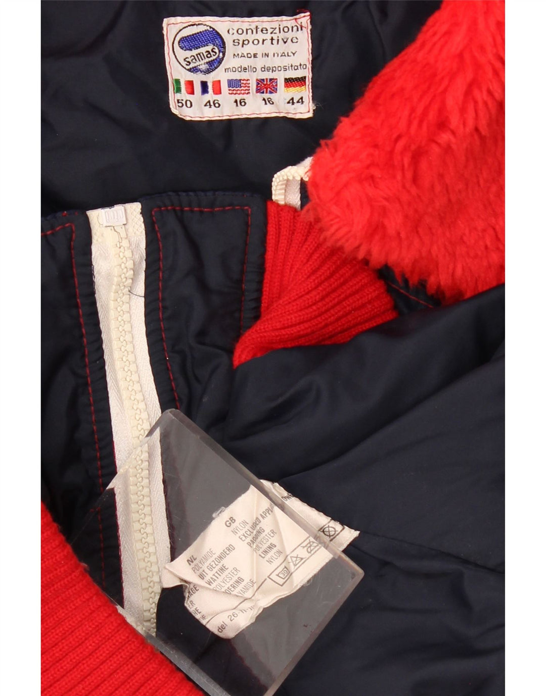 Samas Damen Bomberjacke UK 16 Large Marineblaues Colourblock-Nylon