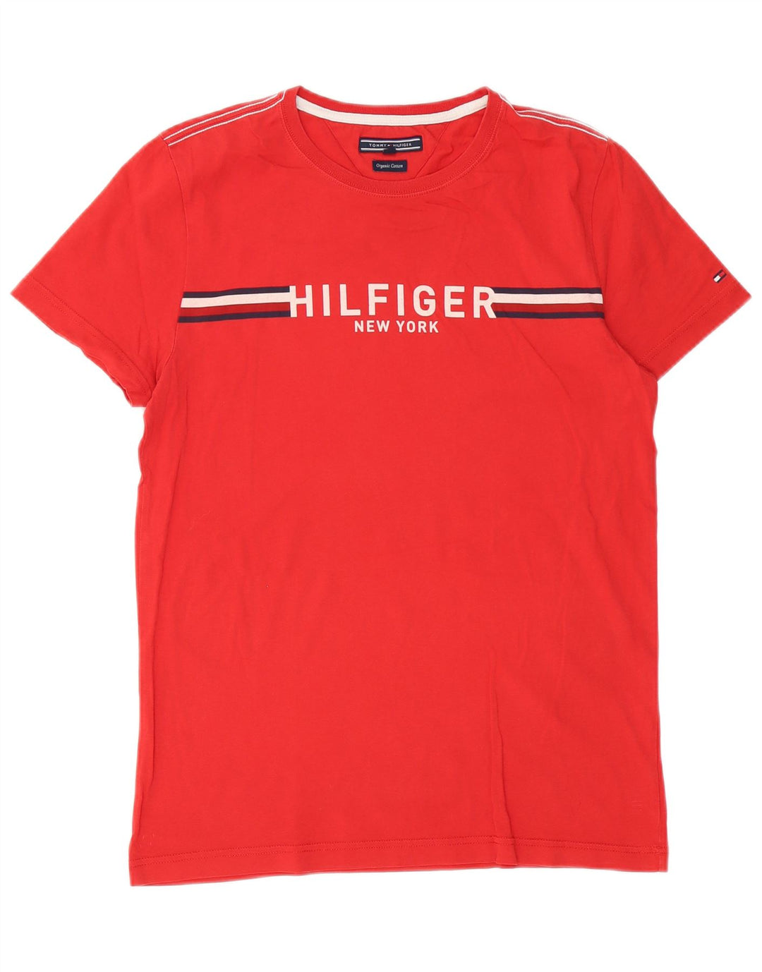 Tommy Hilfiger Herren-T-Shirt mit Grafik, mittelrote Baumwolle