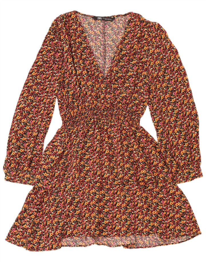 Zara Damen Empire-Kleid UK 12 Medium Mehrfarbig geblümt