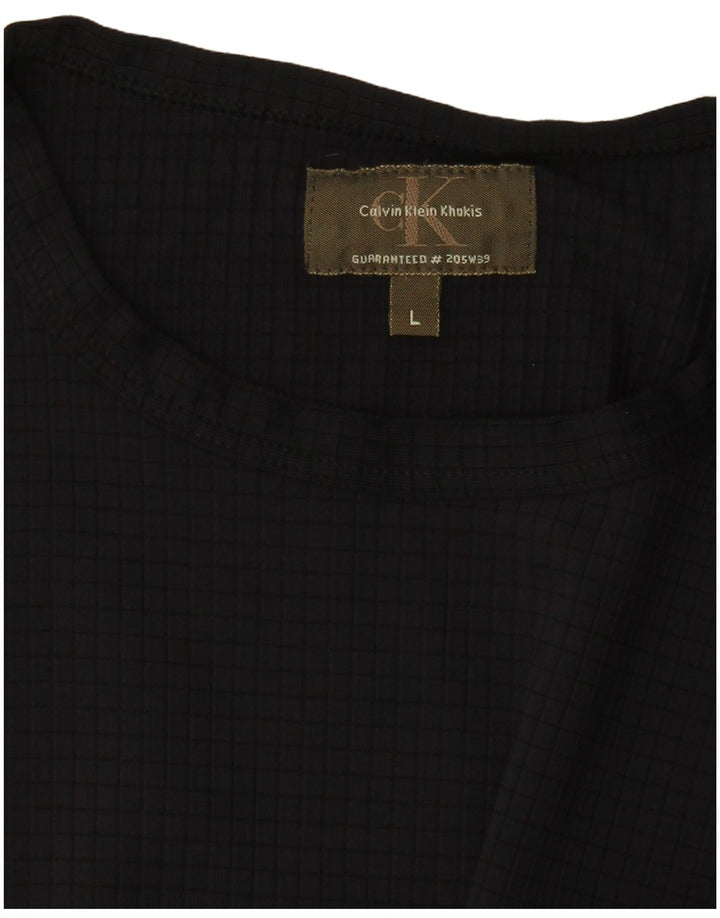 Calvin Klein Damen Khakis T-Shirt Top UK 14 Large Schwarz