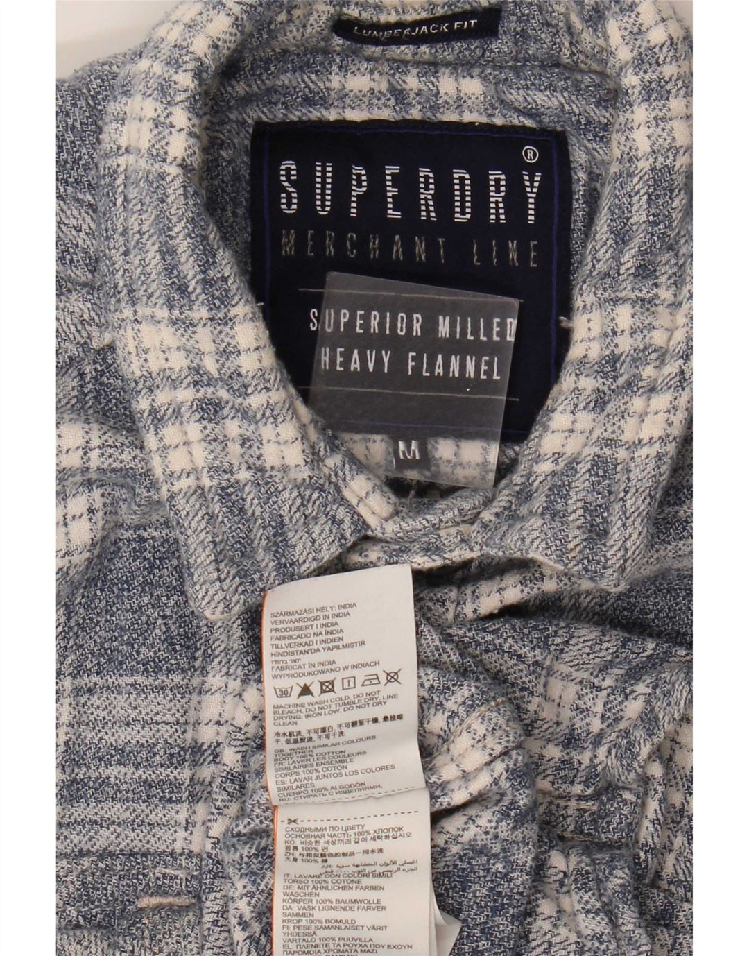 Superdry Herren-Flanellhemd aus mittelgrauer karierter Baumwolle