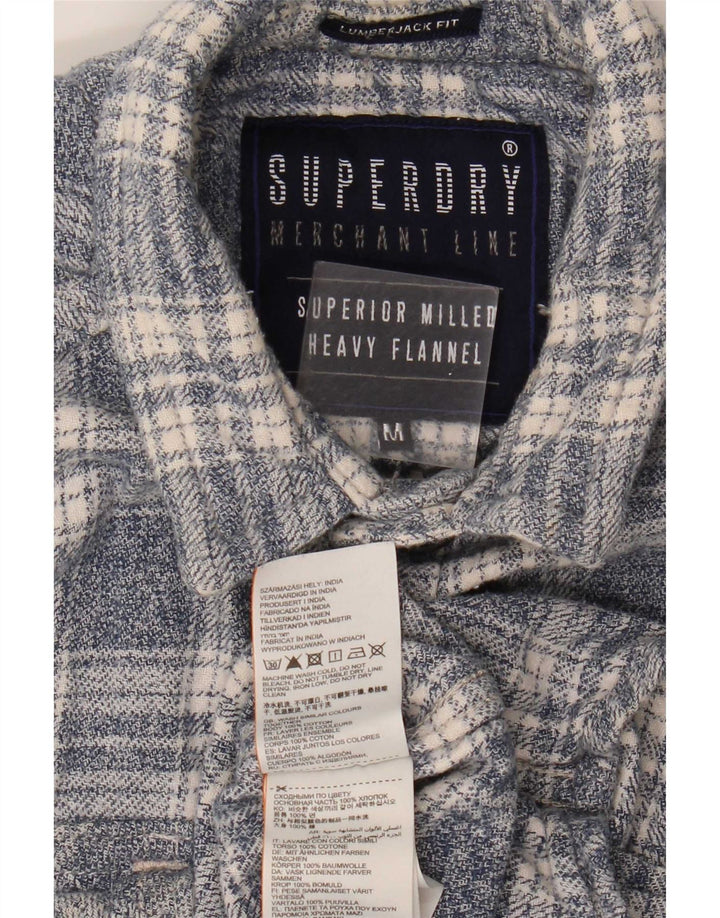 Superdry Herren-Flanellhemd aus mittelgrauer karierter Baumwolle