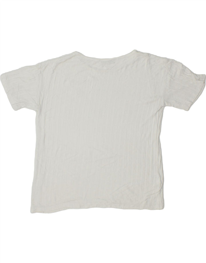 LACOSTE Womens T-Shirt Top Size 44 Large Off White Viscose Vintage Lacoste and Second-Hand Lacoste from Messina Hembry 