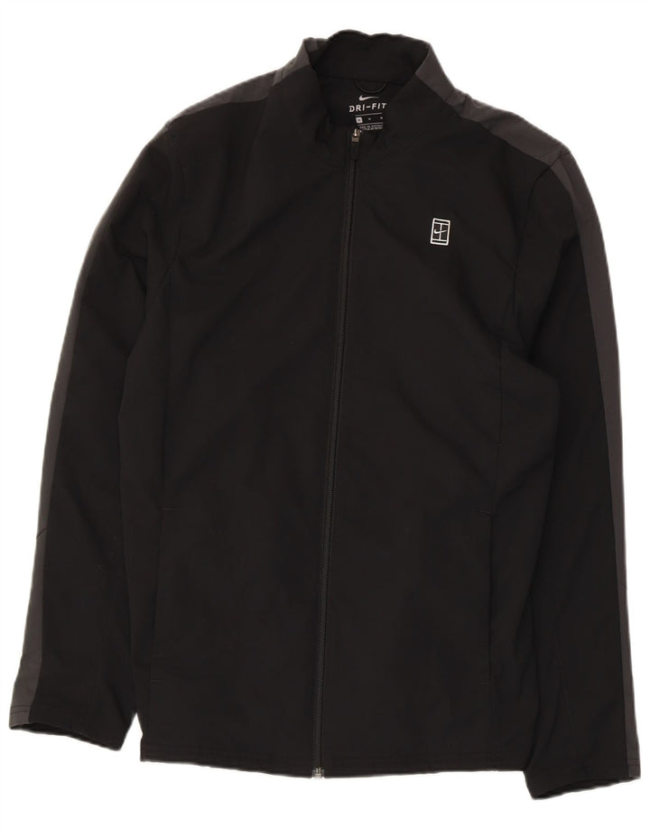 Nike Herren-Dri-Fit-Trainingsanzug-Top-Jacke, mittelschwarzes Farbblock-Polyester