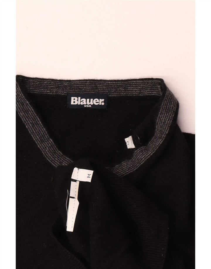 Blauer Herren-Pullover mit Rundhalsausschnitt, Mittelschwarz