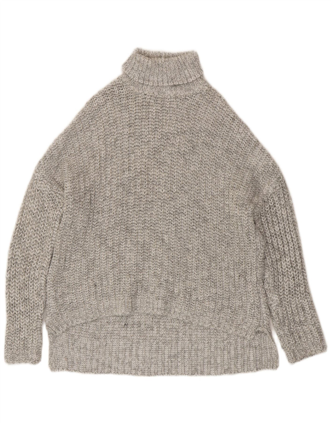 Zara Damen-Pullover mit Rollkragen, übergroß, Gr. 14, Mittelgrau meliert