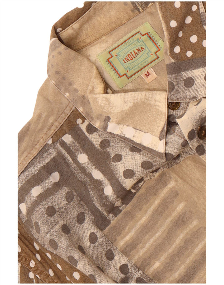 Vintage Herren Kurzarmhemd Mittelbraun Patchwork