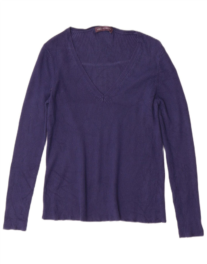 MARKS & SPENCER Damen-Pullover mit V-Ausschnitt, Gr. 10, Marineblau