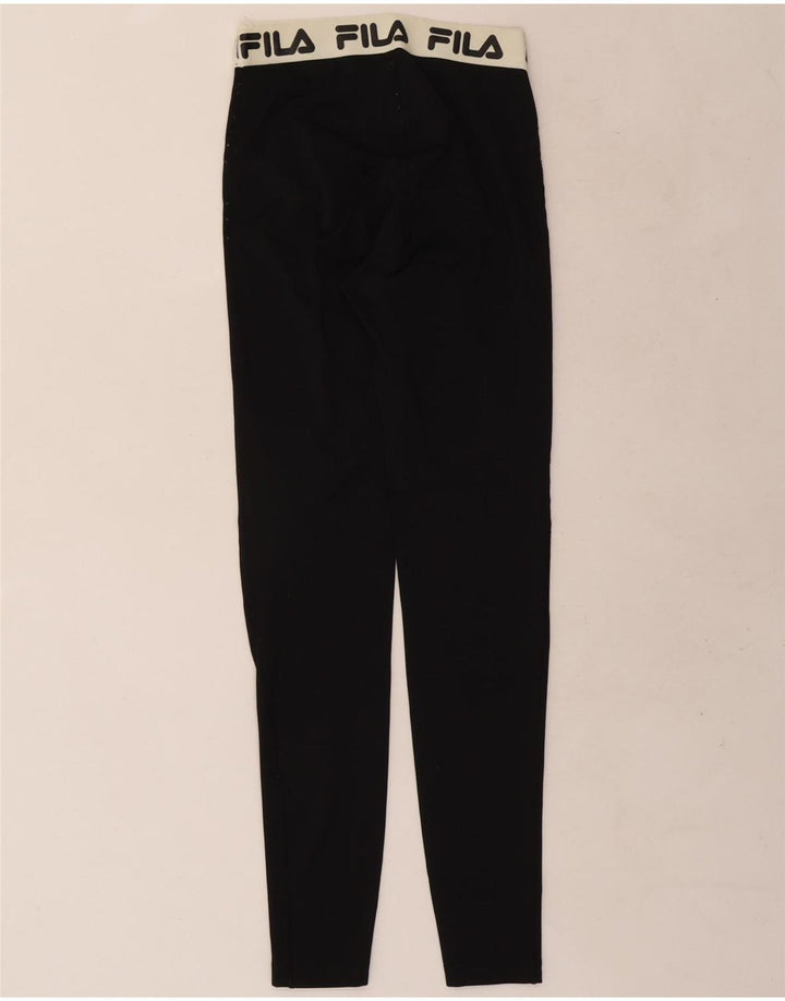 Fila Damen Grafik-Leggings UK 4 XS Schwarzes Colourblock-Polyester