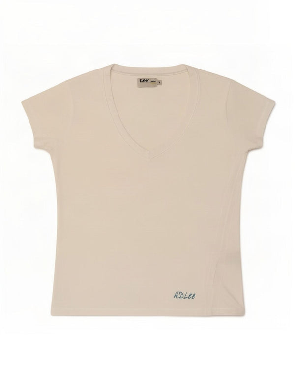 Lee Damen T-Shirt Top UK 12 Mittelweiße Baumwolle